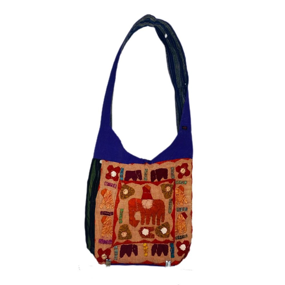 Ess Bohemian Hippie Fabric Crossbody Shoulder Bag Hand Stitched Applique